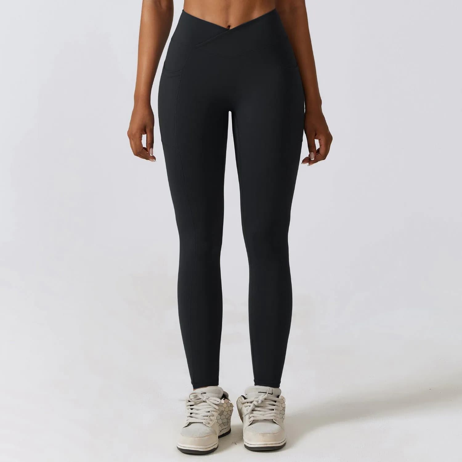 image-Zechuang High-Waist Yoga Running Pants - Nude Quick-Drying 78% Nylon