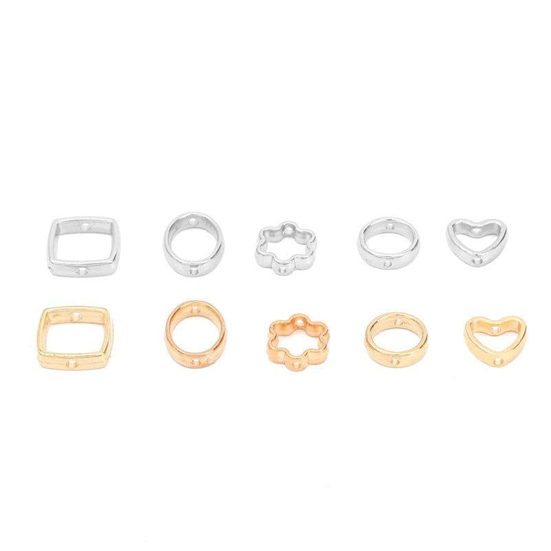 image-DIY Plastic Resin Heart Shape Beads - 25pcs Gold/White/K Set