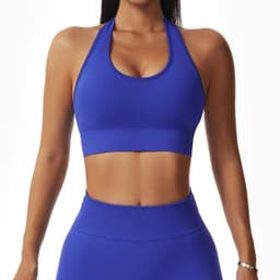 image-Sexy halterneck European and American yoga bra cross-border running sports bra push-up outer wear beautiful back fitness top for women