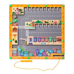 image-Magnetic Letter Matching Parking Maze Game - Wood