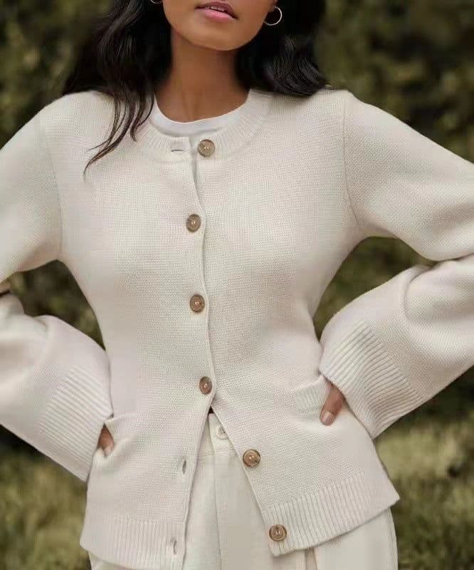 image-Knitted Cardigan Jacket Women - Round Neck Sweater Top