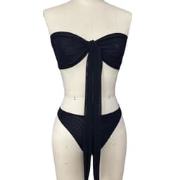 image-Women's Bikini Swimsuit - Black Strappy S