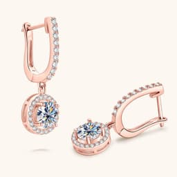image-Moissanite Diamond Earrings Rose Gold 925 Silver Luxury Jewelry Wholesale