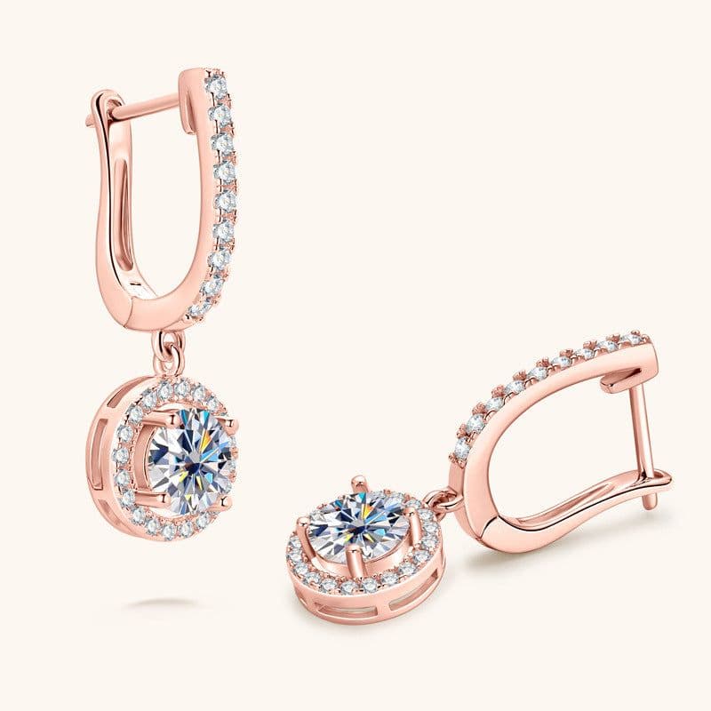 image-Moissanite Diamond Earrings Rose Gold 925 Silver Luxury Jewelry Wholesale