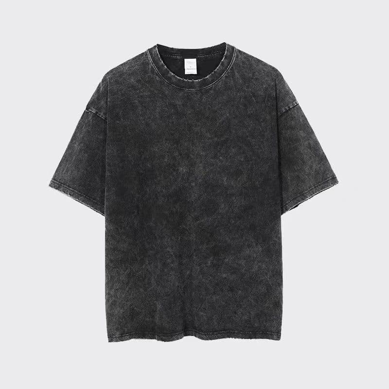 image-Men's Retro Washed Short-Sleeved T-Shirt - Pure Cotton Trendy High-End Spring Top