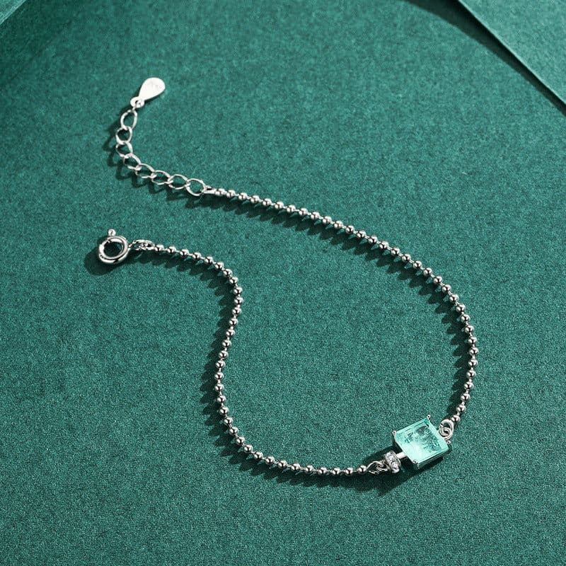 image-S925 Sterling Silver Paraiba Tourmaline Bead Bracelet