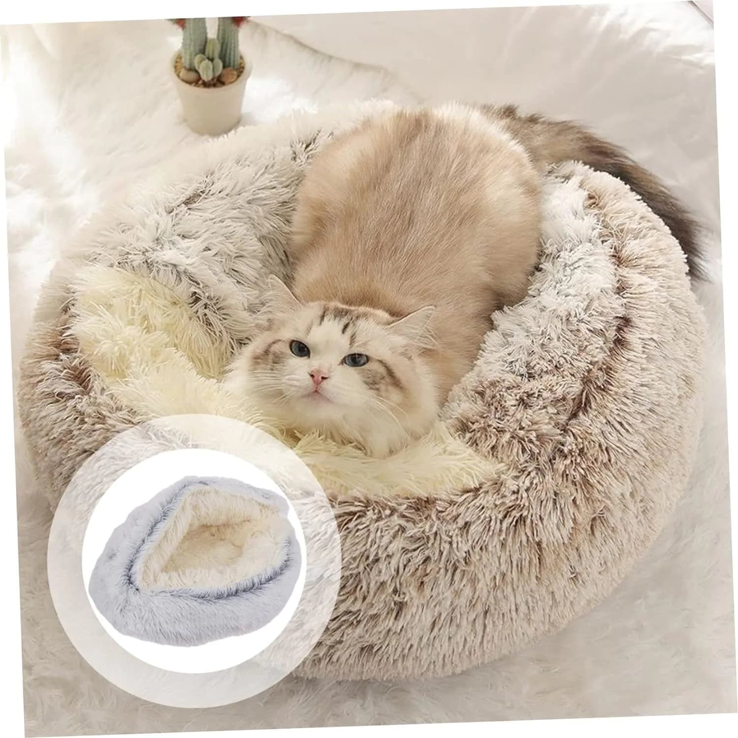 image-Crystal Velvet Cat Nest 65x65cm - Green Plush