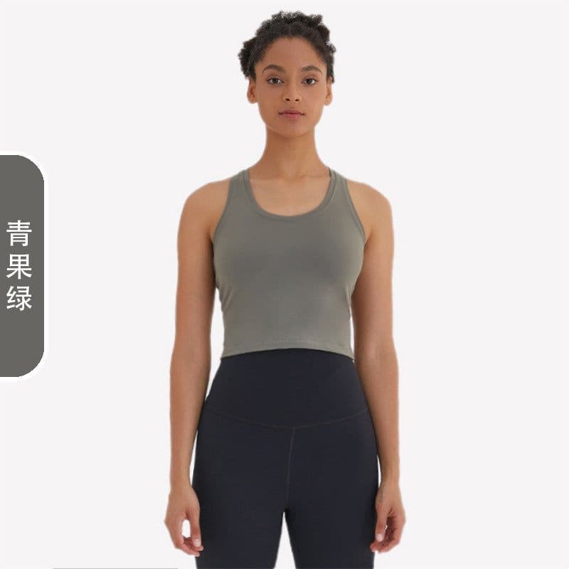 image-Yoga Sports Vest - Moisture Wicking, High-Elastic, Black, Sleeveless, Nylon