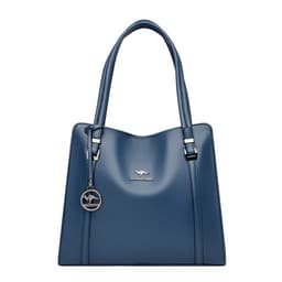image-Women's Large Capacity Messenger PU Tote Bag Blue 2021