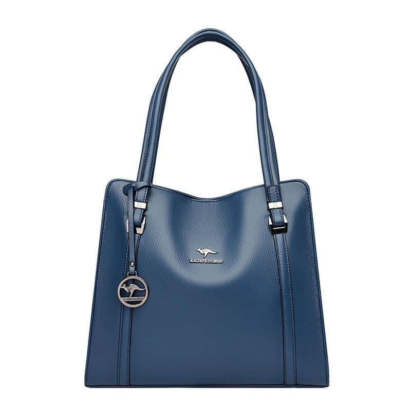 image-Women's Large Capacity Messenger PU Tote Bag Blue 2021