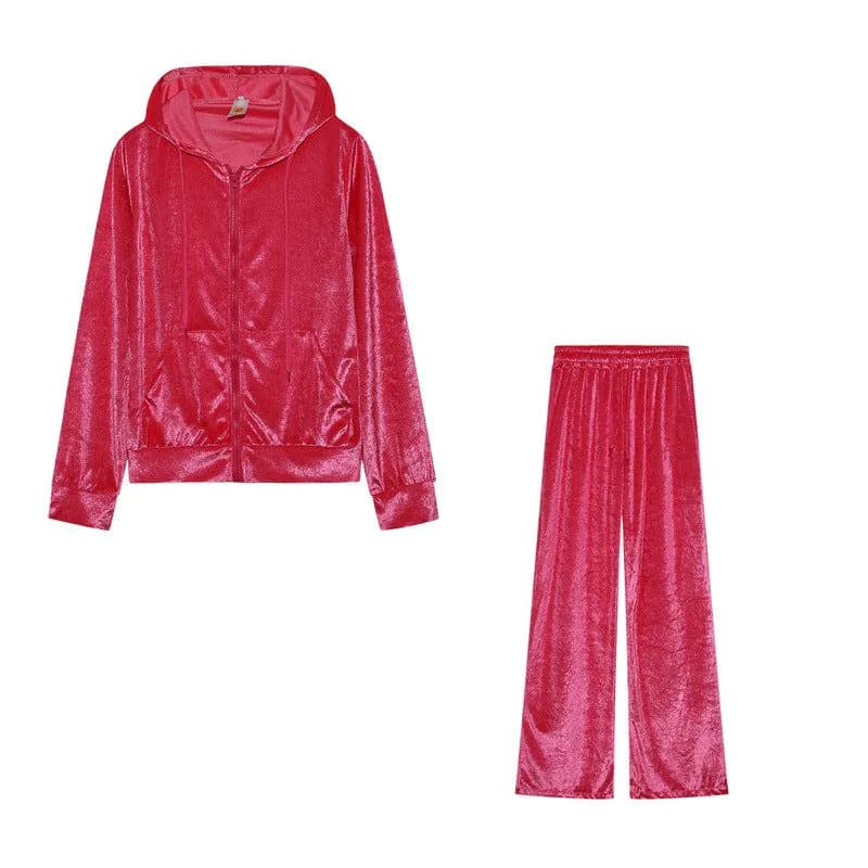 image-Women's 2-Piece Velvet Suit Set - Blue 3D Pattern XXL