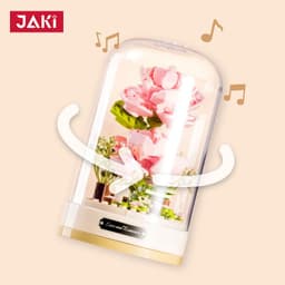 image-Jiaqi Music Box Building Blocks Rose 200-400pcs Toy Ornaments JK2675