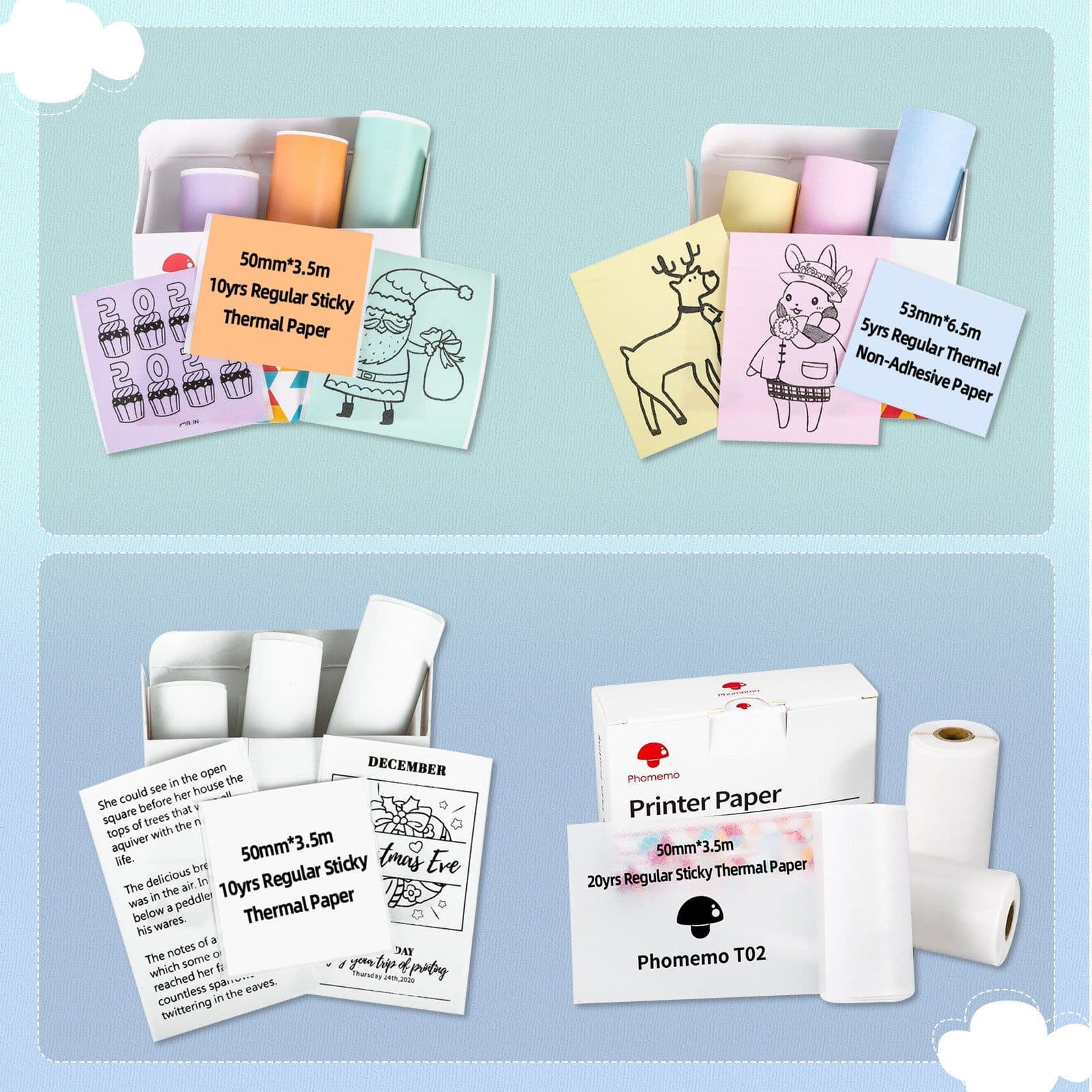 image-Phomemo three-proof thermal paper self-adhesive label 53mm paper is suitable for T02 home Bluetooth wrong title printer