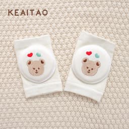 image-Cute baby knee pads for boys and girls crawling protective gear baby toddler anti-fall pure white sponge elbow pads summer thin