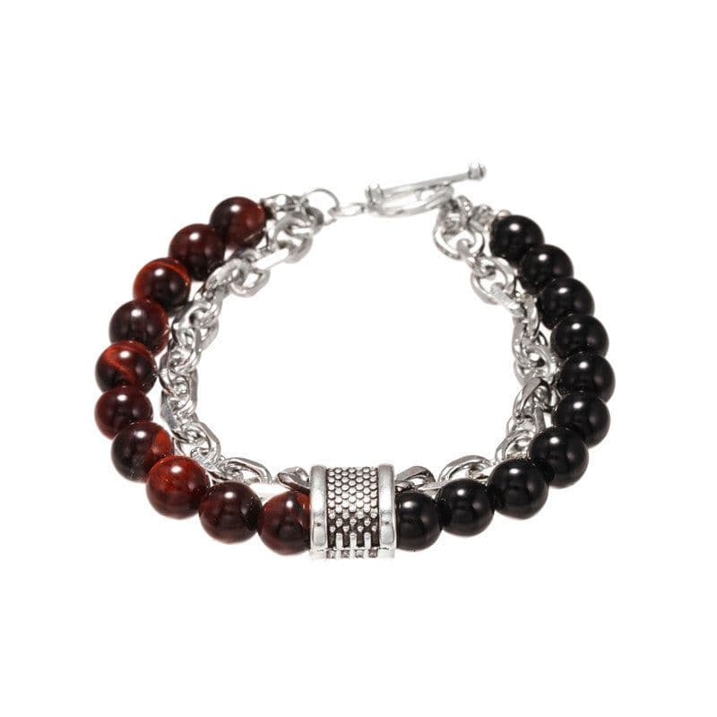 image-PINIYA Punk Style Geometric Men's Bracelet Black