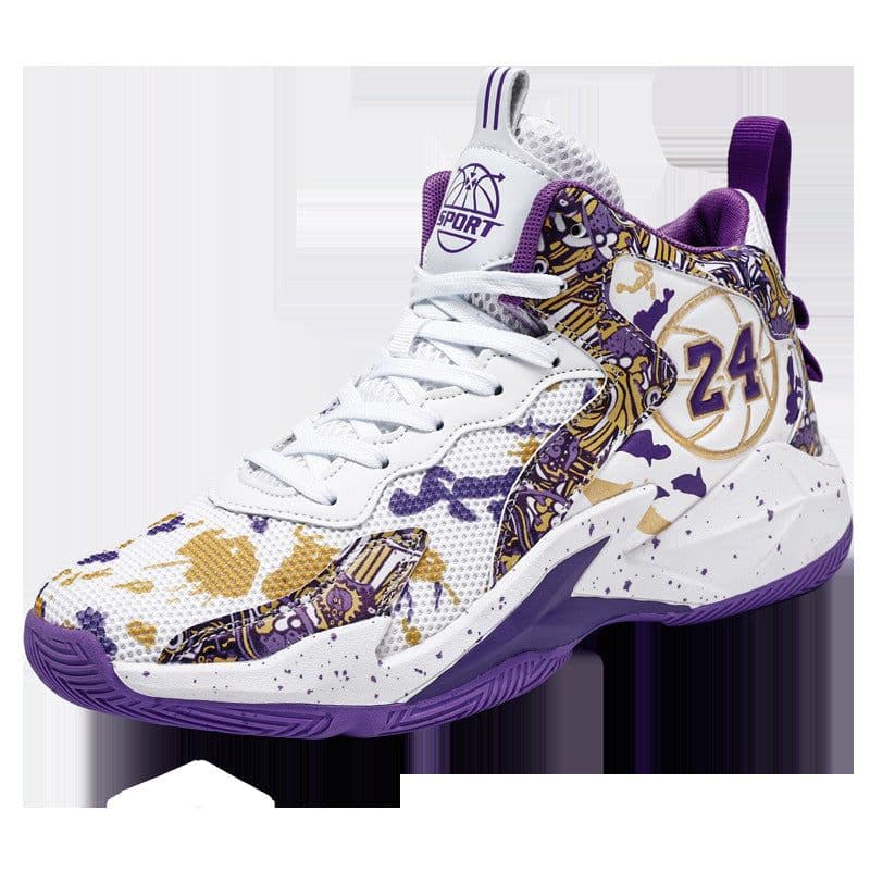 image-Men's High-Top Basketball Shoes - Black White Camouflage