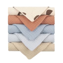 image-Baby Muslin Cotton Handkerchiefs 5pcs - Face Wipes Bibs
