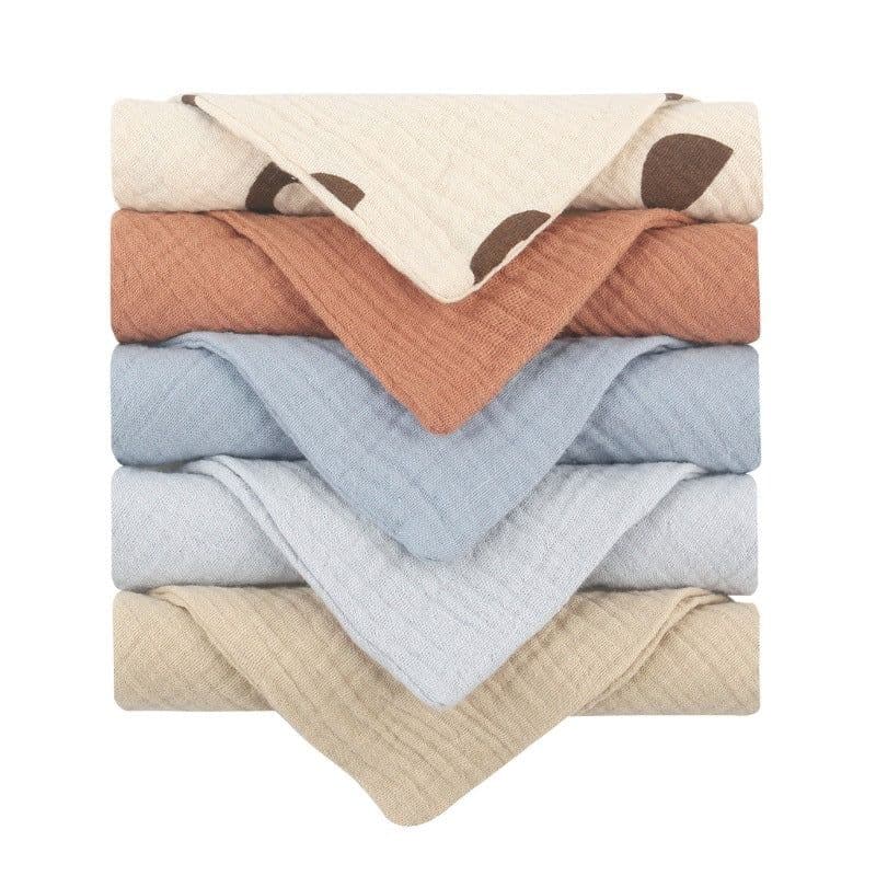 image-Baby Muslin Cotton Handkerchiefs 5pcs - Face Wipes Bibs