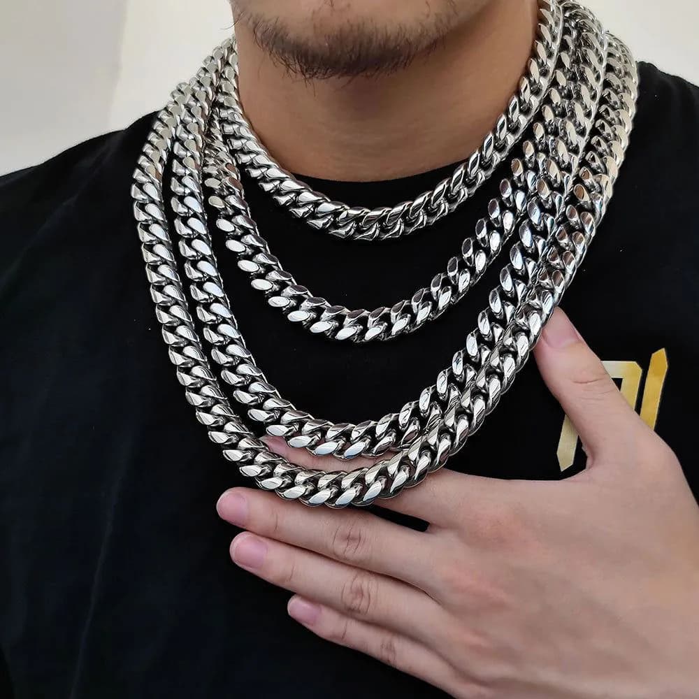 image-Stainless Steel Cuban Chain Necklace - Gold 6mm