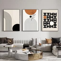 image-Modern Minimalist Living Room Morandi Abstract Sofa Background Wall Three-piece Painting