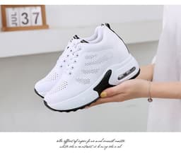 image-Shoe Factory Wholesale Spring Soft Bottom Mesh Surface Breathable Inner Increase Women's Shoes Sports Running Shoes Muffin Shoes Summer Casual Shoes