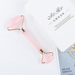 image-Pink crystal roller facial massage stick facial beauty massage plate flower pole double-headed ball full body massager