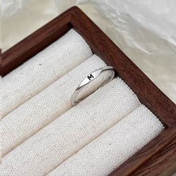 image-S925 Sterling Silver Letter Ring - Adjustable