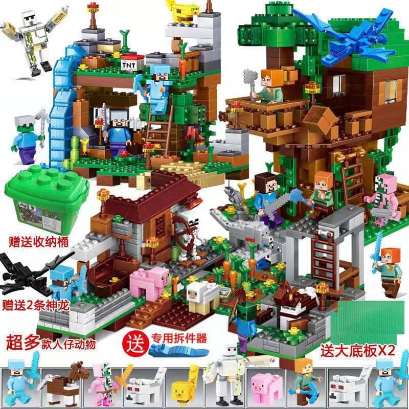 image-Lego-Compatible Minecraft Building Blocks Set - Cave & Tree House