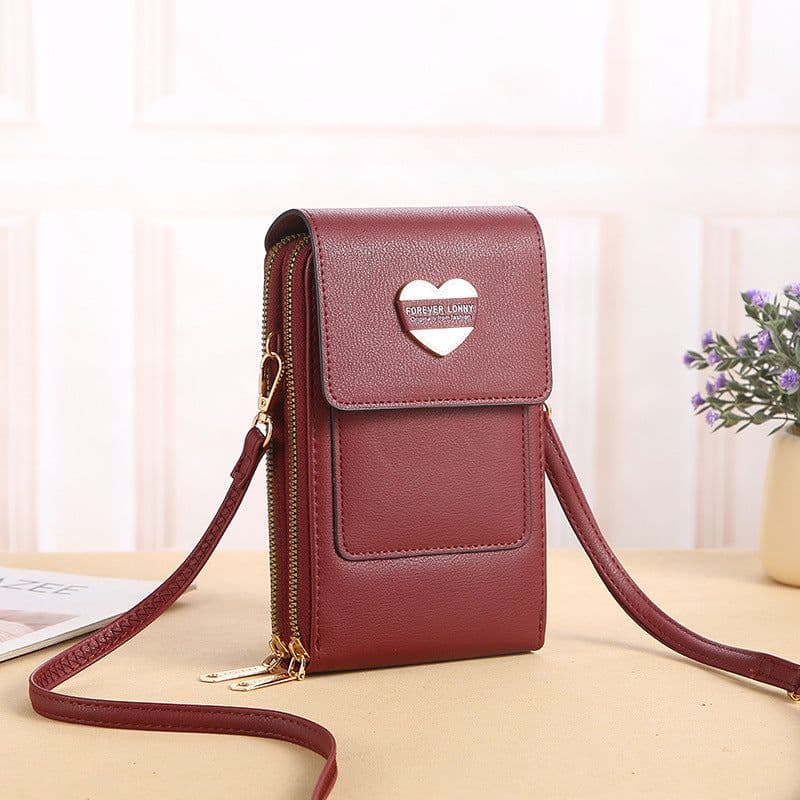image-2022 new touch screen mobile phone bag female small oblique cute mobile phone small bag fashion wallet vertical section