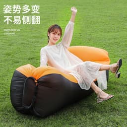image-Inflatable Red Beach Sofa Air Bed Single Deck Portable Camping Chair (57 characters)