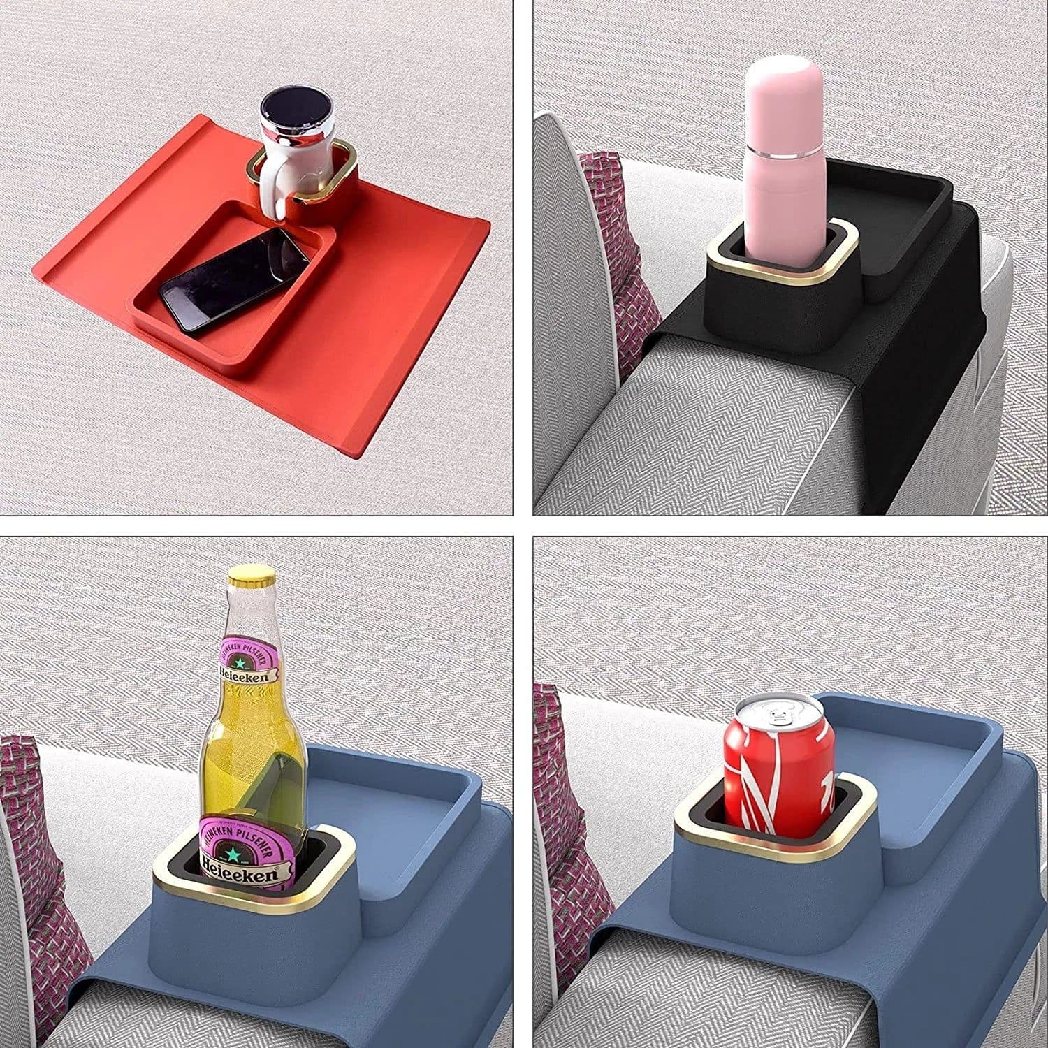 image-Silicone Sofa Cup Holder - Black Square