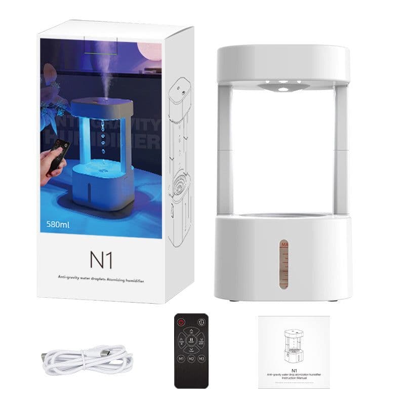 image-Foreign trade anti-gravity drip humidifier anti-gravity water drop backflow atomizer LED colorful night light APP remote control
