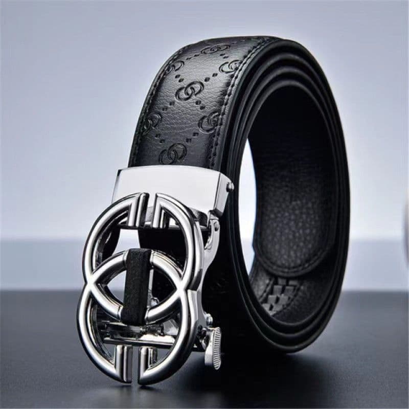 image-Men's Leather Belt Alloy Buckle - Cowhide