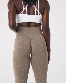 image-Exclusive Brown Fitness Yoga Pants with Hip Lifting Snowflake Design