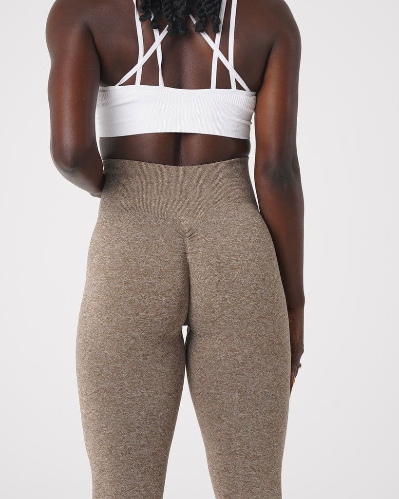 image-Exclusive Brown Fitness Yoga Pants with Hip Lifting Snowflake Design