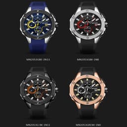 image-MEGIR 30M Waterproof Quartz Sports Watch - Silver 46mm Silicone Strap