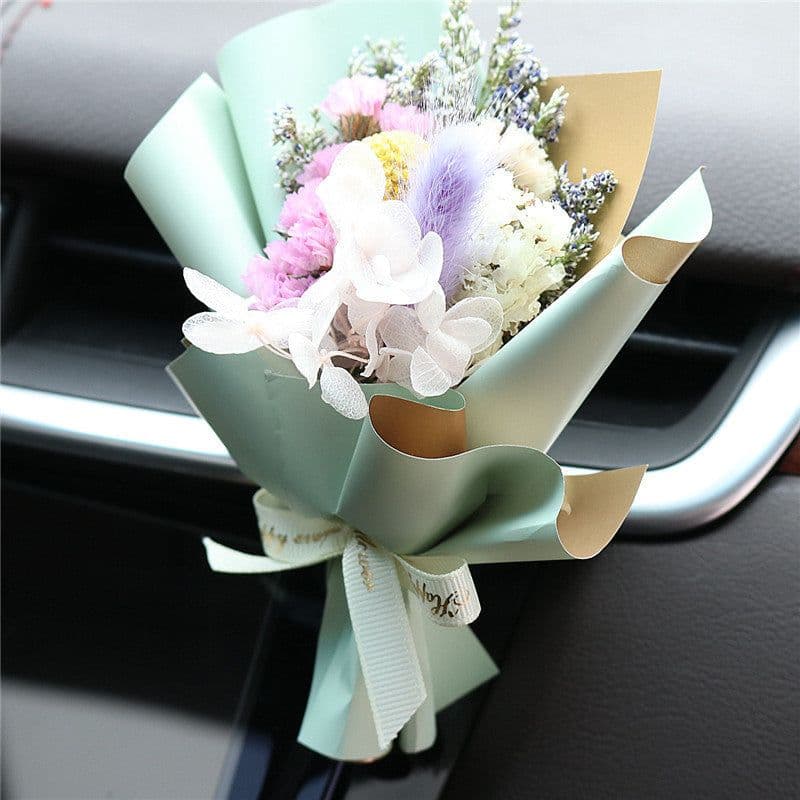 image-Aromatherapy Clip Bouquet - Beige Hydrangea Car Fragrance Decor