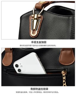 image-Cross-border women's bag 2023 new all-match middle-aged mother's bag Korean version of color contrast single shoulder Messenger bag atmospheric handbag bag