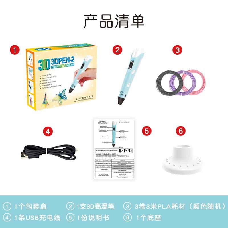 image-Factory direct sales 3D printing pen painting high temperature pen children diy science and education festival increasingly smart toys wholesale 3dpen
