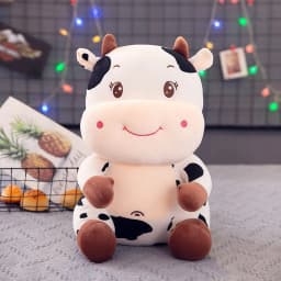 image-Soft Sitting Cow Plush Pillow Toy For Kids 65 Cm Cute