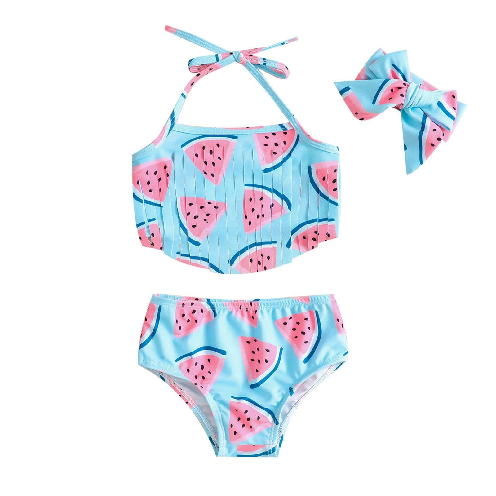image-Cute Tiger Girls Swimsuit 3pc Set Watermelon