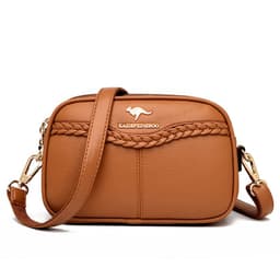 image-Women's 2022 Messenger PU Shoulder Bag - Blue with Compartments
