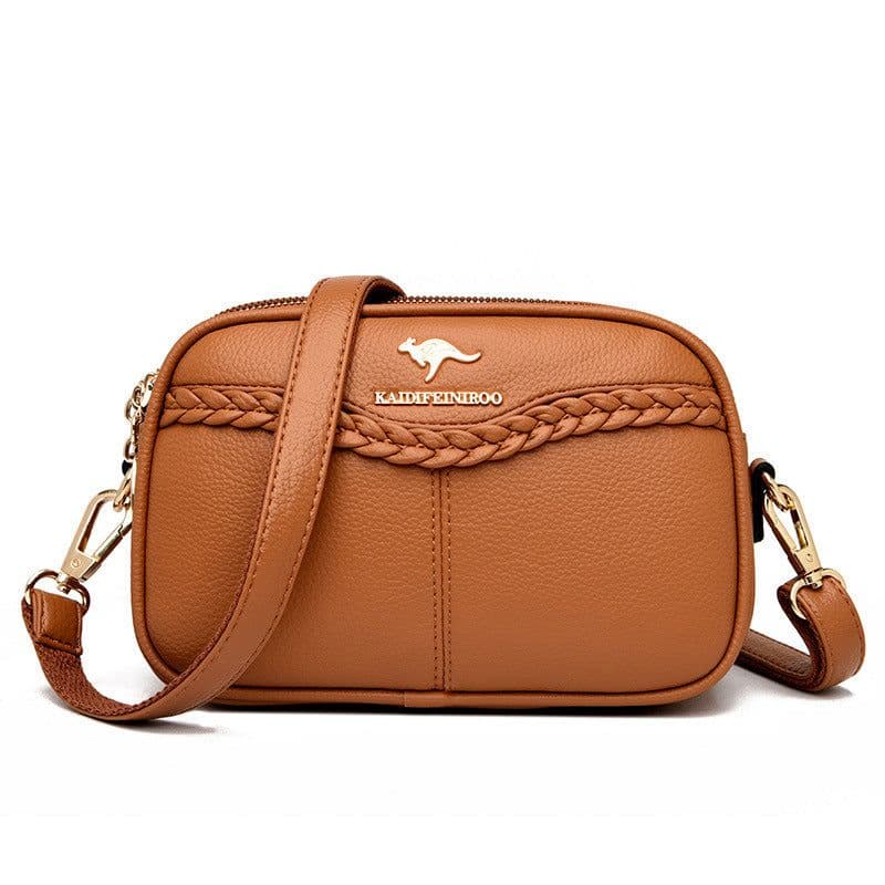image-Women's 2022 Messenger PU Shoulder Bag - Blue with Compartments