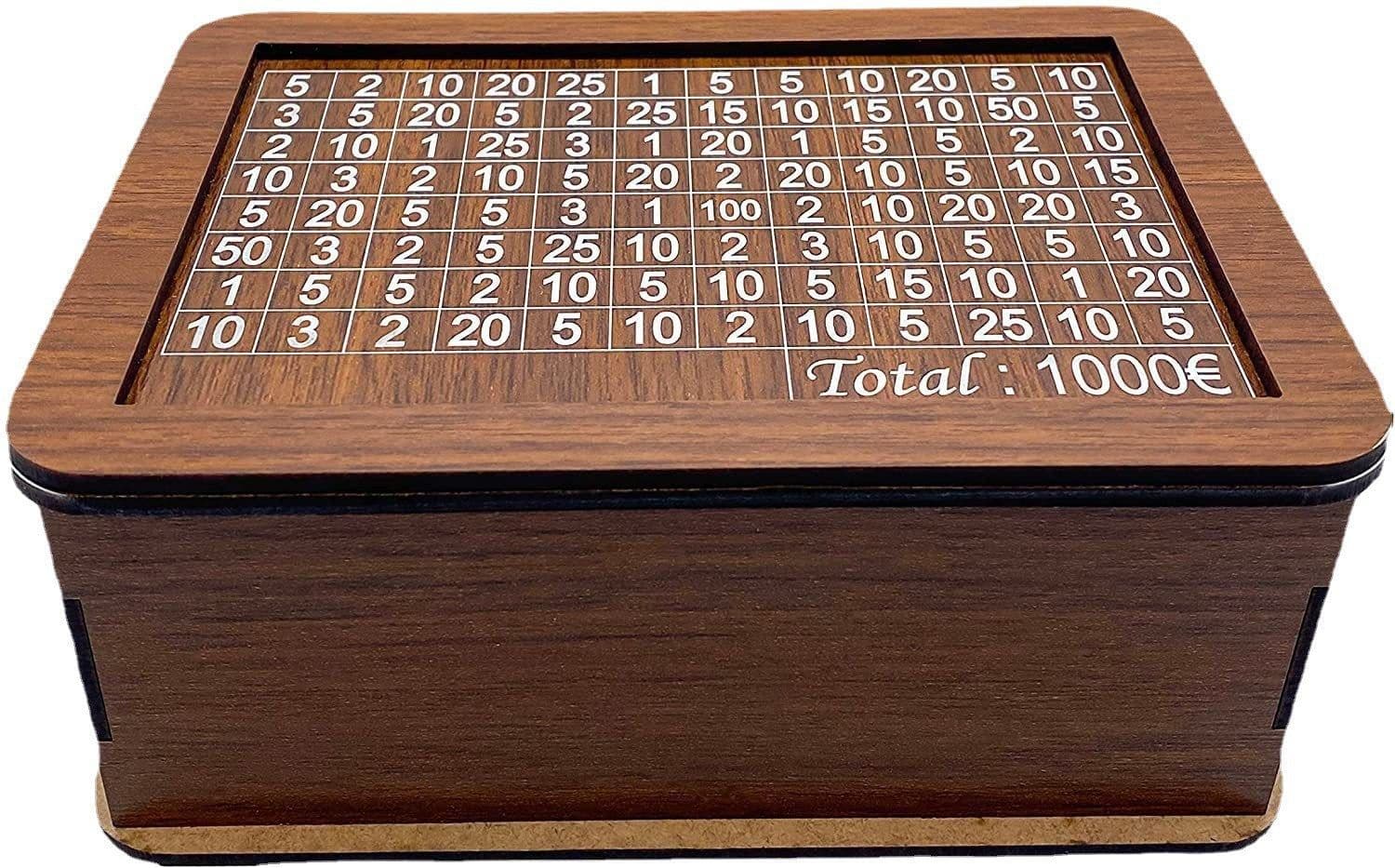 image-Wooden Money Box Counter Piggy Bank Storage