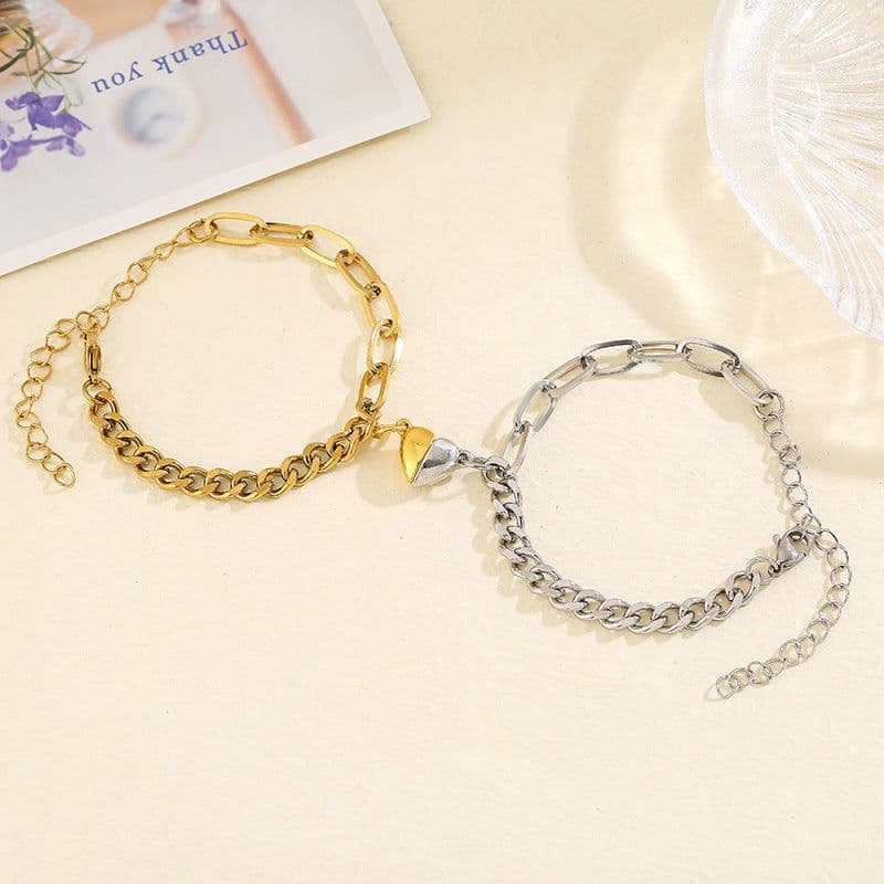 image-European & American Alloy Love Magnet Bracelet Pair - Jewelry Niche Design