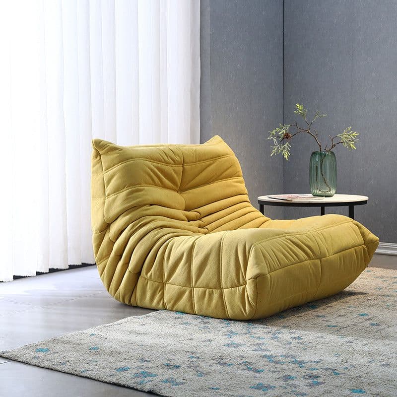 image-Ochao Yellow Velvet Lazy Sofa - Modern 66x50cm
