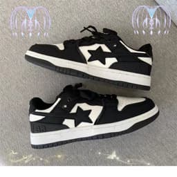 image-Dai Lulang Sneakers - Black/White Star Chic Sports Shoes, Unisex, Low Top, 44, TPR Sole