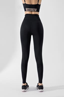 image-High Waist Fitness Pants - Women's Yoga Running Tights, Black, L/XL