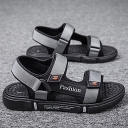 image-Men's Beach Sandals - Grey Velcro Size 36