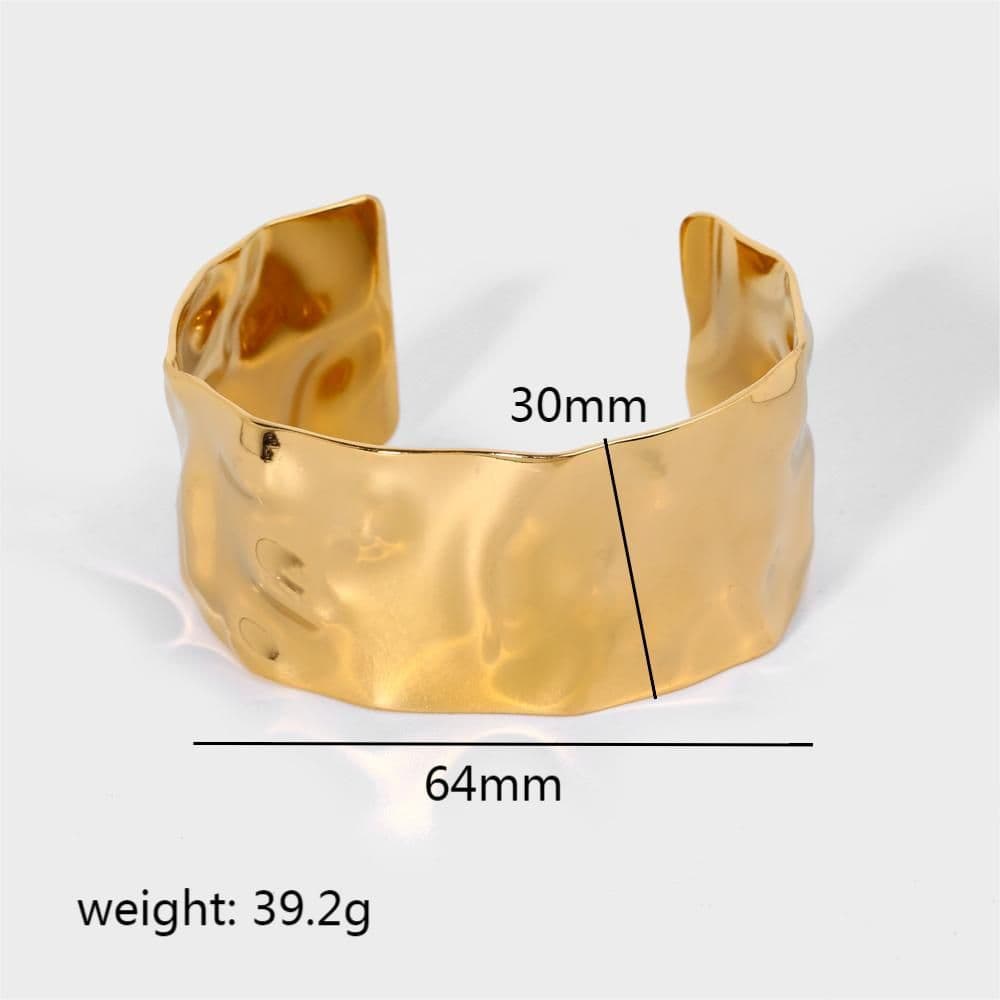 image-Stainless Steel Bracelet - Gold Hammer Pattern